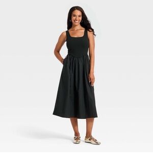 Knit-to-Woven Midi Dress from A New Day - NWT szM